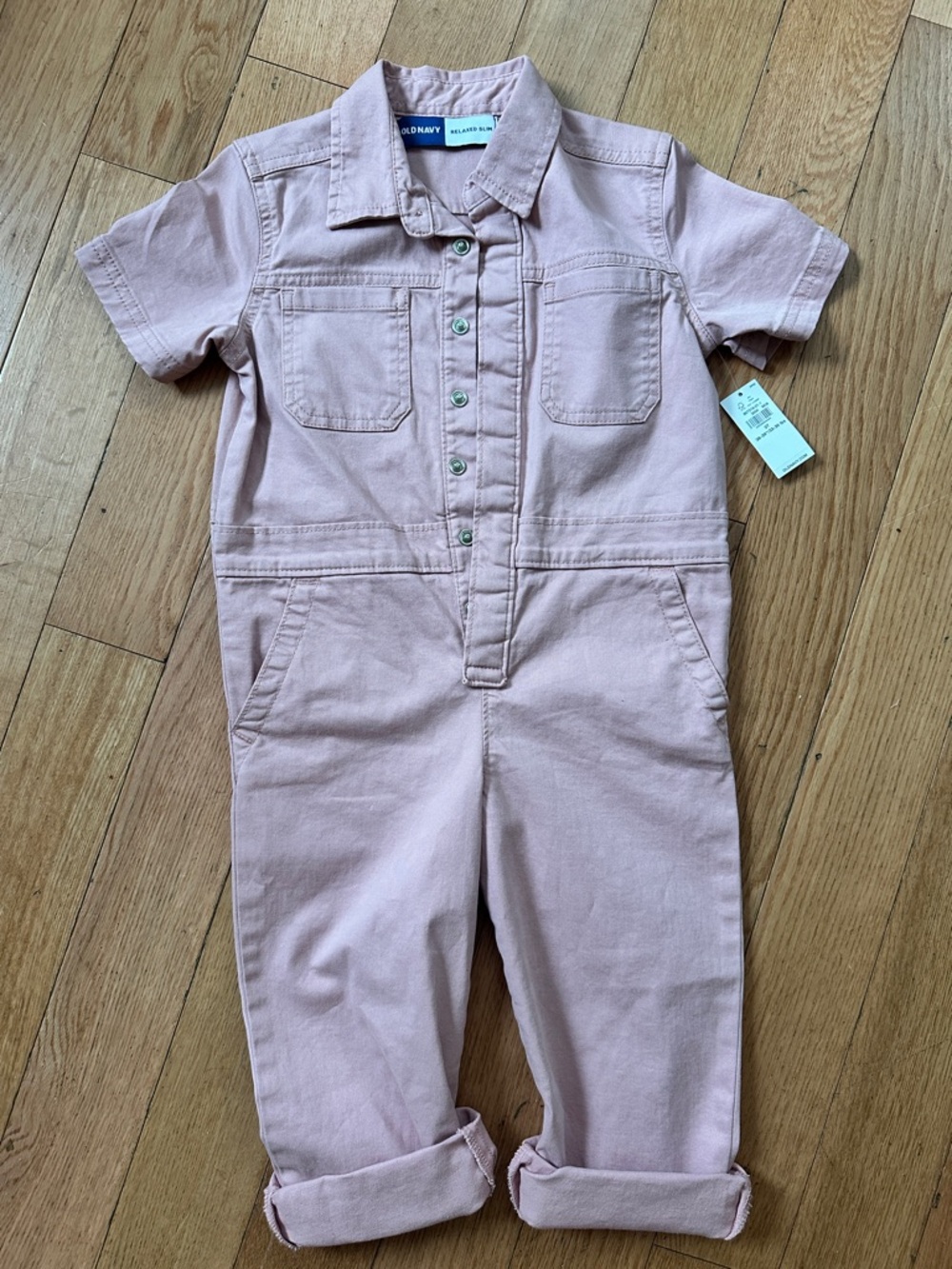 Old Navy Girls' Blush Pink Short-Sleeve Utility Jumpsuit 3T